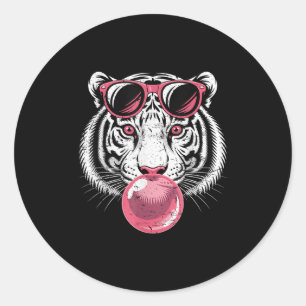 Tiger Face Nk Sungles Jungle Vibes Animal Lover Gi Classic Round Sticker