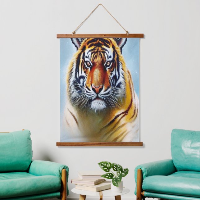 Tiger Face Painting - Striking Wildlife Artwork   Hanging Tapestry (Living Room)