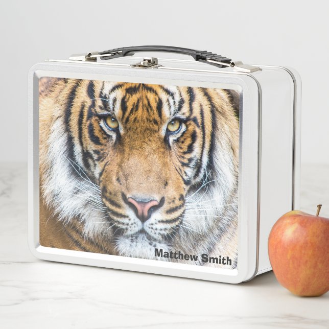 Tiger Face Personalised Metal Lunch Box (In Situ)