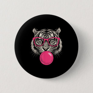 Tiger Face Pink Sungles Wild Animal Jungle Funny D 6 Cm Round Badge