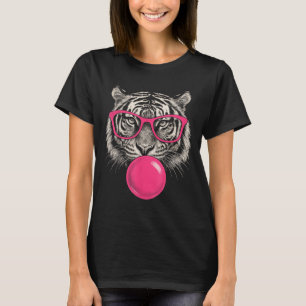 Tiger Face Pink Sungles Wild Animal Jungle Funny D T-Shirt