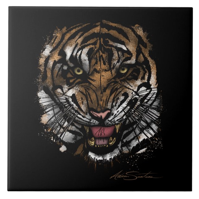 Tiger Face (Signature Design) Ceramic Tile (Front)