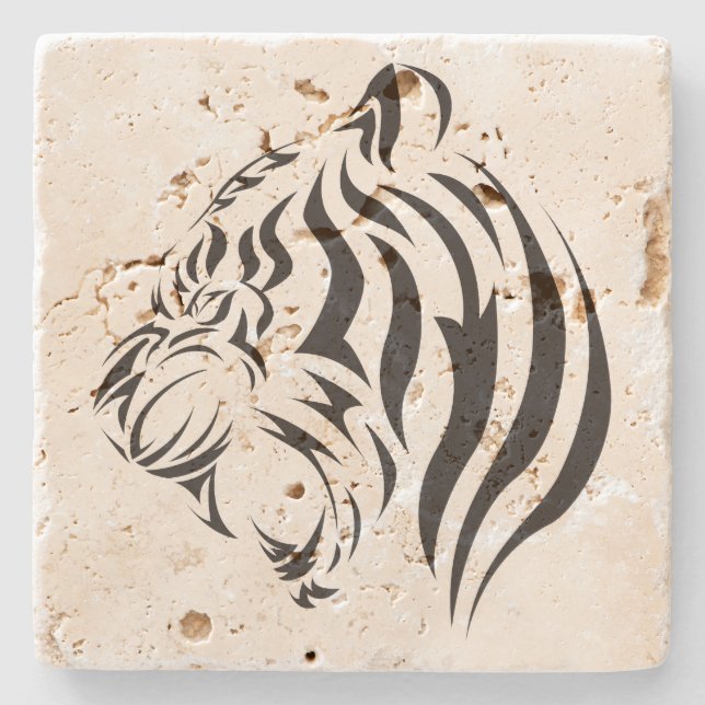 Tiger Face Stone Coaster (Front)