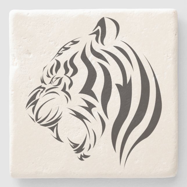 Tiger Face Stone Coaster (Front)