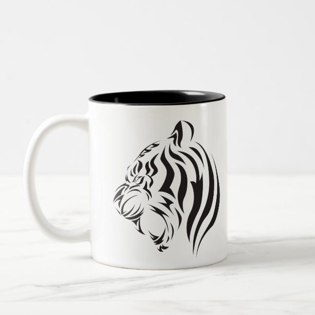 Tiger Face Two-Tone Coffee Mug (Left)