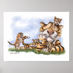 Tiger Family Cartoon Poster