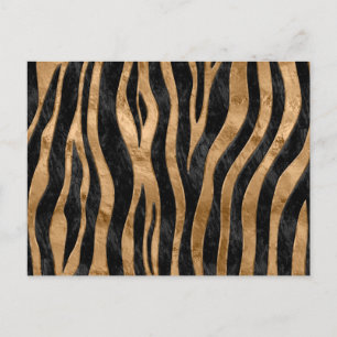 Tiger Faux Fur Texture black abalone and gold Postcard