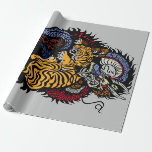 TIGER FIGHTING DRAGON Wrapping Paper