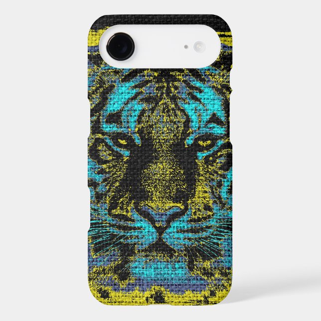 Tiger Fine Art on Burlap Rustic Jute #2 Case-Mate iPhone Case (Back)