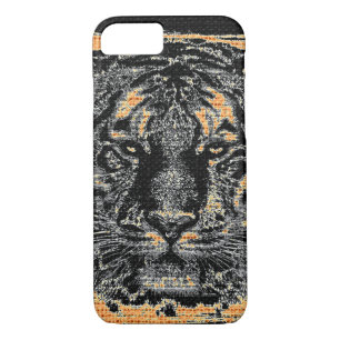 Tiger Fine Art on Burlap Rustic Jute #3 iPhone 8/7 Case