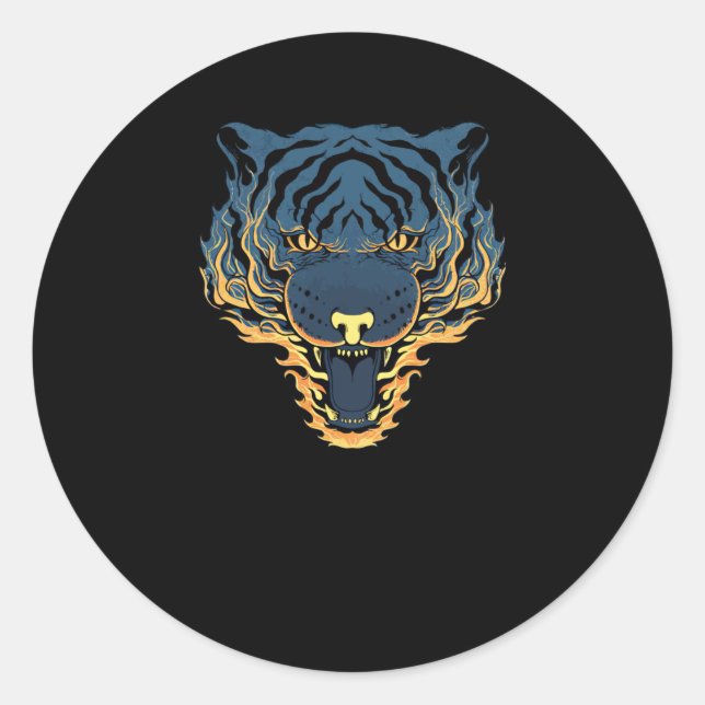 Tiger Fire Classic Round Sticker (Front)