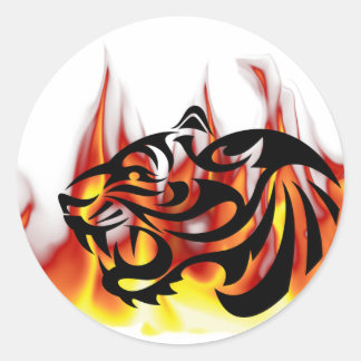 Tiger Fire Classic Round Sticker