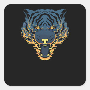 Tiger Fire Square Sticker