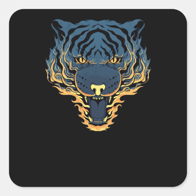 Tiger Fire Square Sticker (Front)