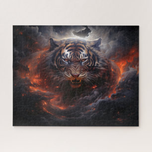 Tiger Fire Storm Surreal Fantasy Art Jigsaw Puzzle
