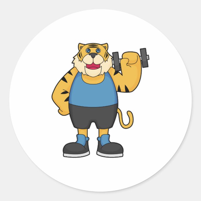 Tiger Fitness Dumbbell Classic Round Sticker (Front)