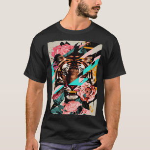 Tiger Floral Flowers Big Cats Wild Animals Jungle T-Shirt