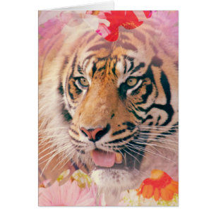 Tiger Floral Splatter Digital Art