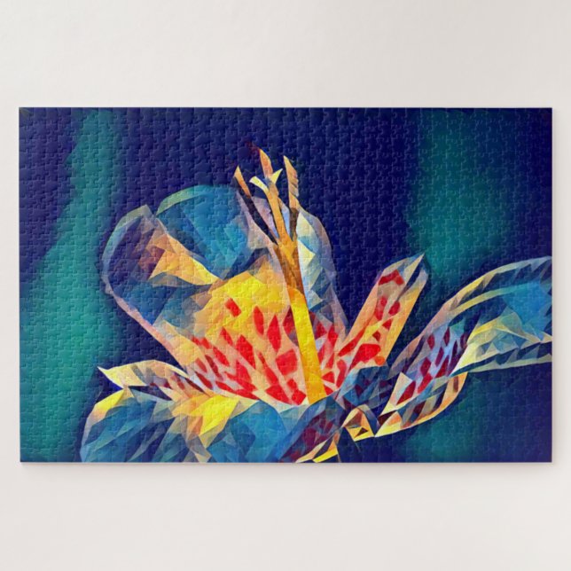 Tiger Flower in Blue Jigsaw Puzzle (Horizontal)