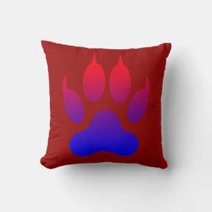 Tiger Foot Print Maroon Throw Pillow