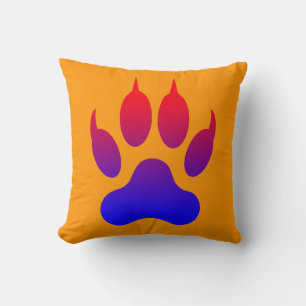 Tiger Foot Print Orange Throw Pillow