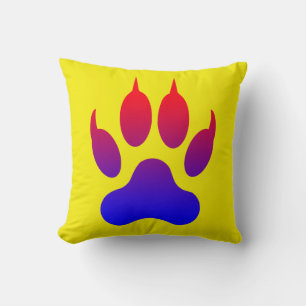 Tiger Foot Print Yellow Throw Pillow