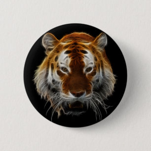 Tiger Fractal 6 Cm Round Badge