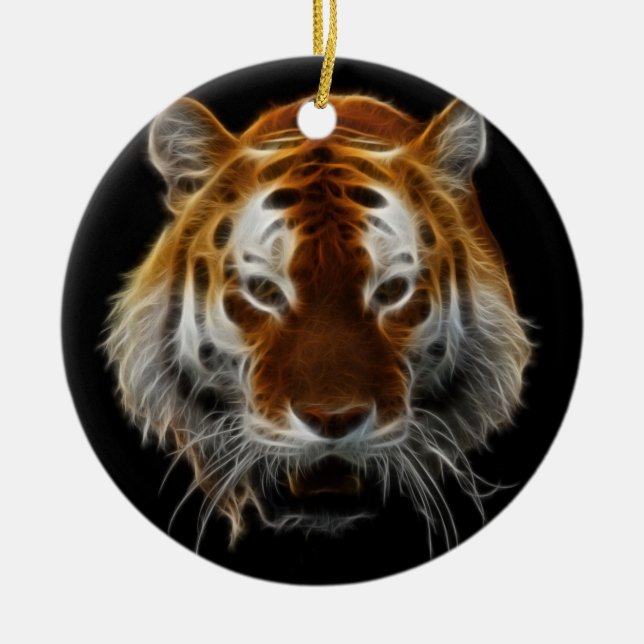 Tiger Fractal Ceramic Tree Decoration (Front)