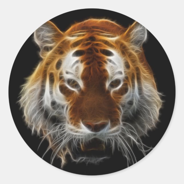 Tiger Fractal Classic Round Sticker (Front)