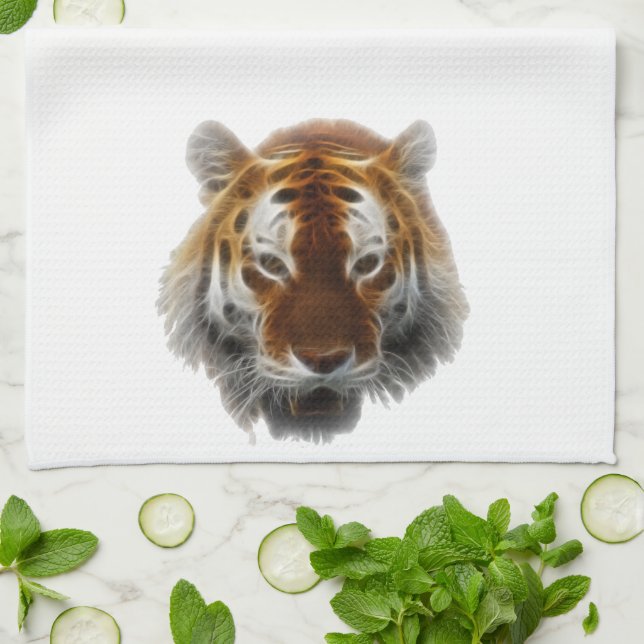 Tiger Fractal Tea Towel (Folded)