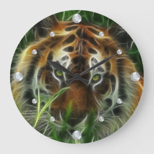 Tiger Fractal  Wall Clock