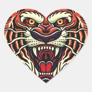 Tiger Full Face Oldschool Tattoo Style Sticker