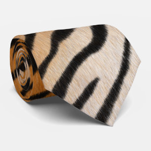 Tiger Fur Orange & Black Realistic Animal Print Tie