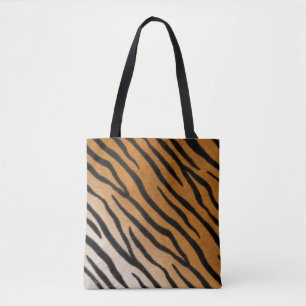 Tiger Fur Orange & Black Realistic Animal Print Tote Bag