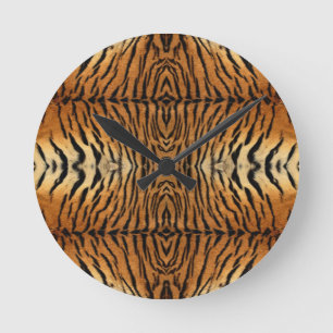 Tiger fur pattern round clock