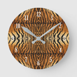 Tiger fur pattern round clock
