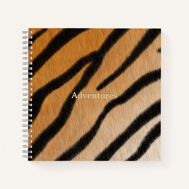 Tiger Fur Realistic Animal Print Personalised Notebook (Front)