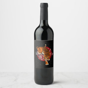 Tiger Gift Cherry Blossom Tiger Lover Gift Wine Label