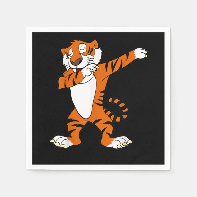 Tiger Gift | Dabbing Cute Tiger Animal Party Napkin (Front)