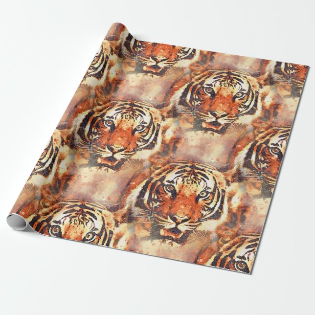 tiger gift paper to the watercolor (Unrolled)