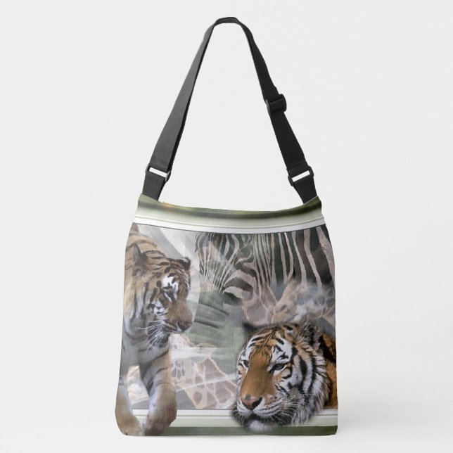 Tiger Giraffe Zebra Lovers Crossbody Bag (Front)