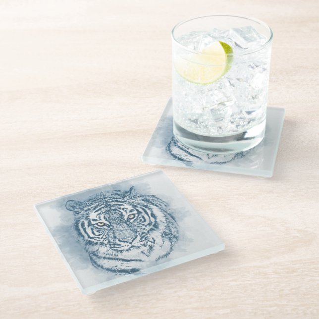 tiger glass coaster (Angled)