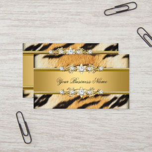 Tiger Gold Animal Black Jewel Look Image Business Card