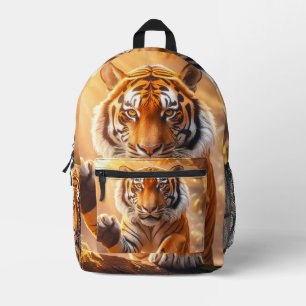 Tiger - Golden Tiger Greeting Printed Backpack