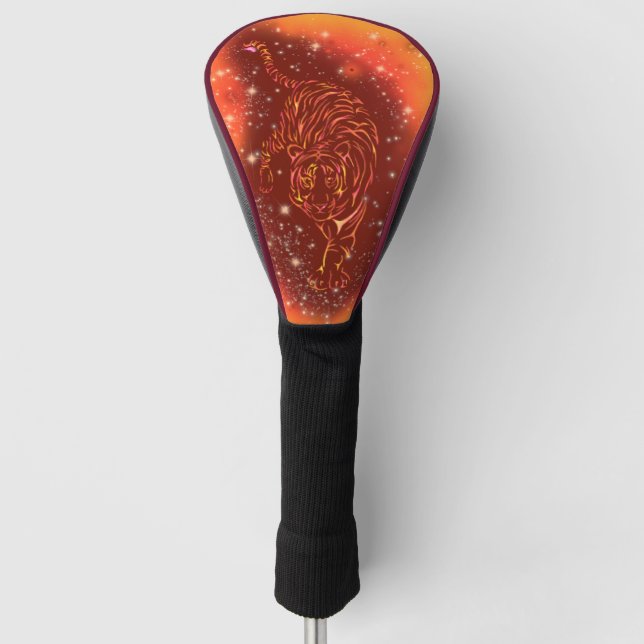 Tiger Golf Head Cover Running In Starry Night (Front)