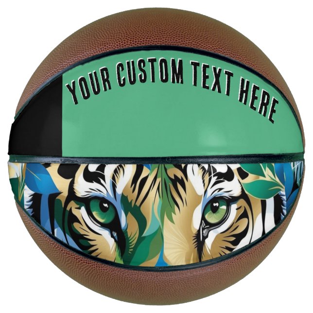 Tiger Green Eyes Modern Cool Wild Animal Basketball (Front)