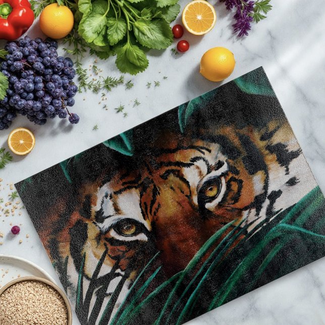 Tiger Green Jungle Leaves Cutting Board (Creator Uploaded)