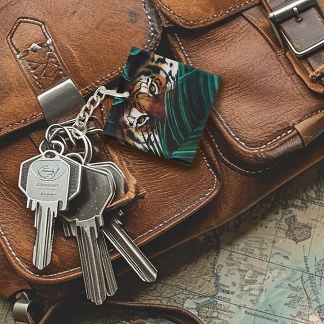 Tiger Green Jungle Leaves Key Ring (Creator Uploaded)