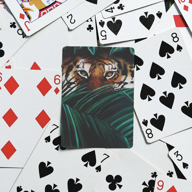 Tiger Green Jungle Leaves Playing Cards (Creator Uploaded)
