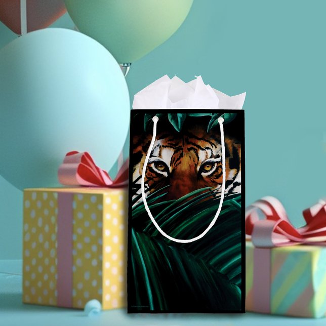 Tiger Green Jungle Leaves Small Gift Bag (Creator Uploaded)